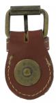 Antique Brass Buckle in Brown leather with contrast stitching - reverse