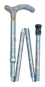 Petite Folding Floral Cane in grey floral print 4616D