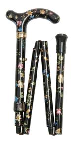 Petite Folding Floral Walking Cane black floral 4616F