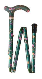 Petite Folding Floral Walking Cane green floral 4616E