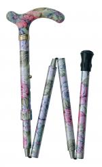 Petite Folding Floral Walking Cane pink and blue floral 4616G