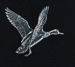 pewter rising mallard duck badge