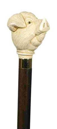 Pigs Head Walking Stick