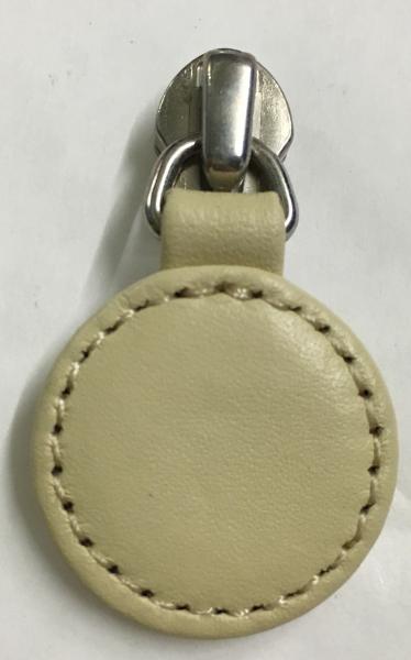 Replacement round zip pull for handbags in cream leather ZR