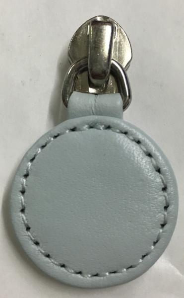 Replacement round zip pull for handbags in duck egg blue leather ZS