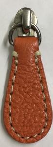 Replacement tear drop shaped zip pull for handbags in coral leather ZU