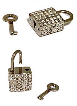 Rhinestone covered padlock ohl3381