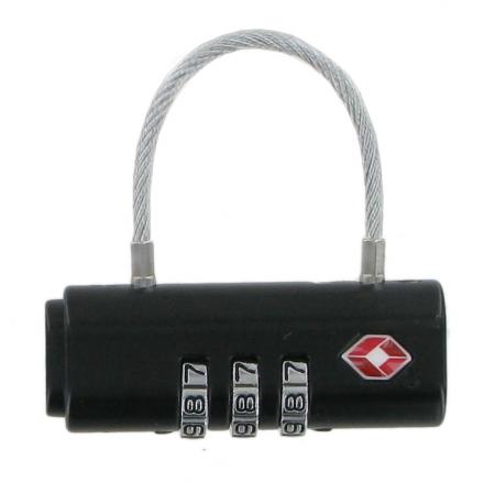 Black Cylindrical 3-Dial TSA Cablelock