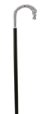 Silver Plated Crook Topped Walking Cane with Horse's Head