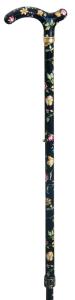 Slimline Extending Chelsea Walking Cane black floral 4099A