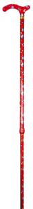 Slimline Extending Chelsea Walking Cane red floral 4099E