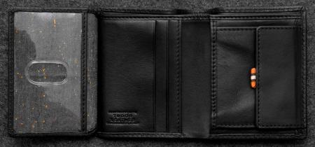 Tudor Abridged Wallet in black Leather shown open