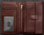 Tudor Traditional Wallet in brown Leather shown open