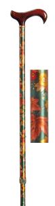 Value Adjustable Walking Stick - Green Autumnal Pattern