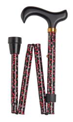 Value Folding Derby Walking Stick Black Floral 4816A