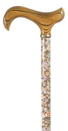 Walking Stick with Wooden Derby Handle in Autumn Gold Pattern
