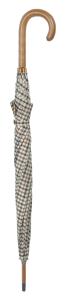 Wooden Crook Umbrella in cream, brown and blue check 4701